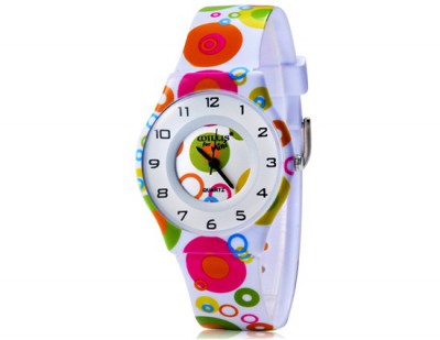 Piękny zegarek dla dzieci analogowy kwarcowy kolorowe koła (Zegarki dziecięce)